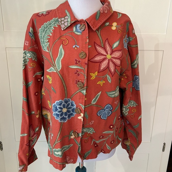 Coldwater Creek women's Large Floral Long Sleeve Light Jacket - Picture 1 of 9